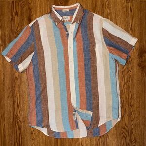 J Crew Classic Baird Mcnutt Irish Linen Striped Short Sleeve Shirt Medium
